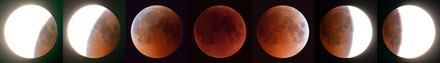 Pfad des Mondes durch den Schatten der Erde während der totalen Mondfinsternis vom 15. Juni 2011 - alle Zeitangaben in MESZ
